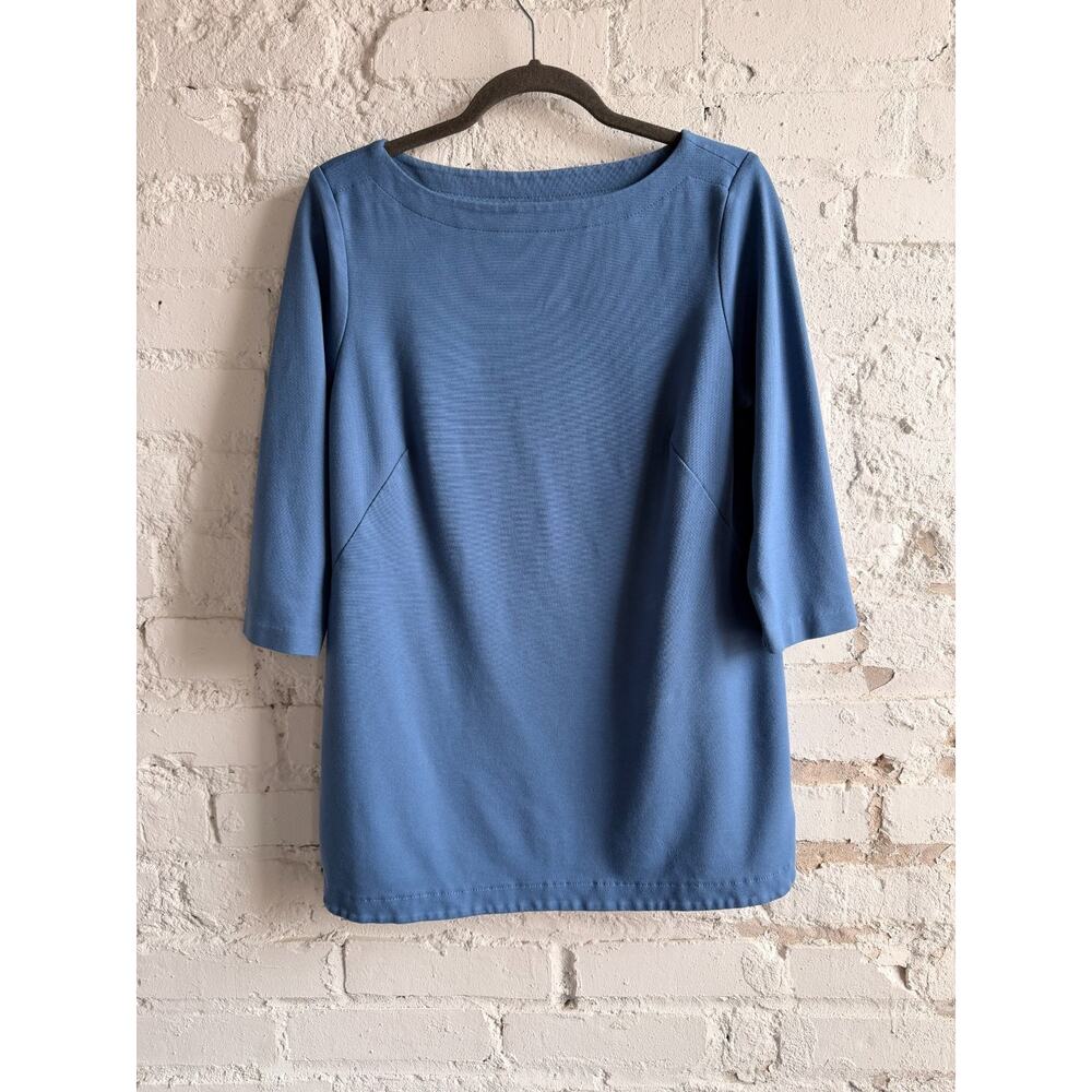 J.Jill Blue Ponte Knit 3/4 Sleeve Boat Neck Top Women’s Petite Large